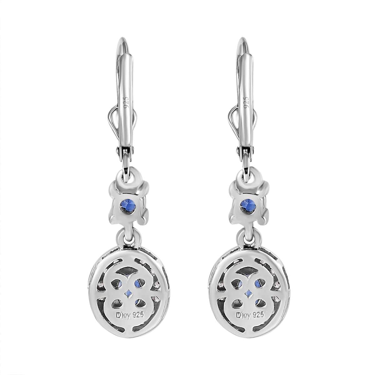 Kashmir Kyanite and White Zircon Lever Back Earrings in Platinum Over Sterling Silver 1.75 ctw image number 3
