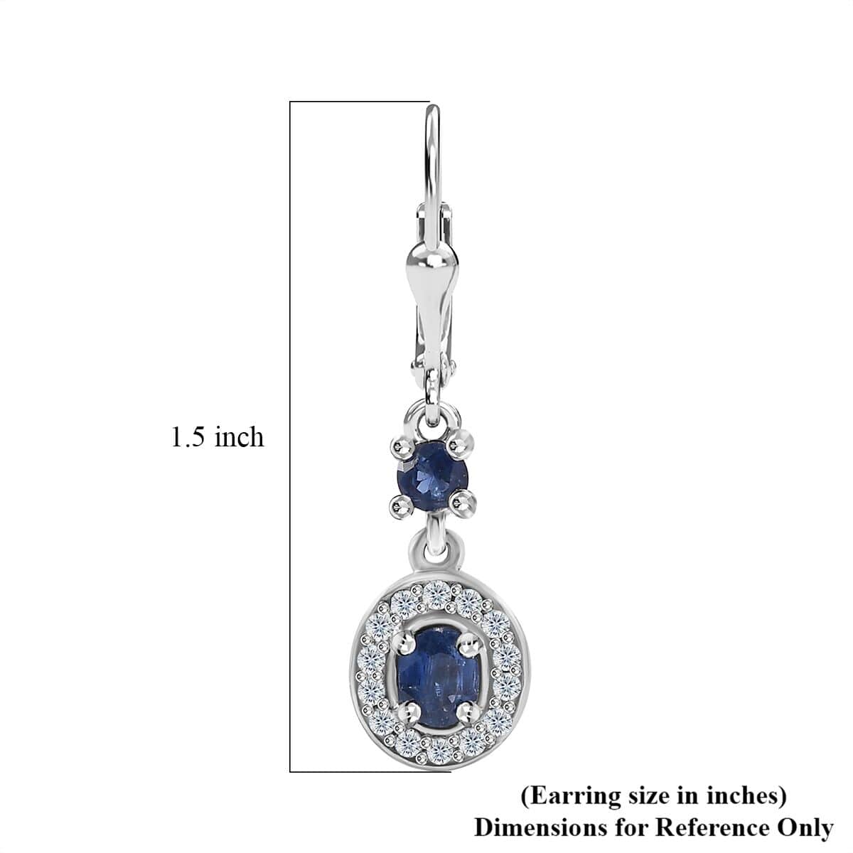 Kashmir Kyanite and White Zircon Lever Back Earrings in Platinum Over Sterling Silver 1.75 ctw image number 4