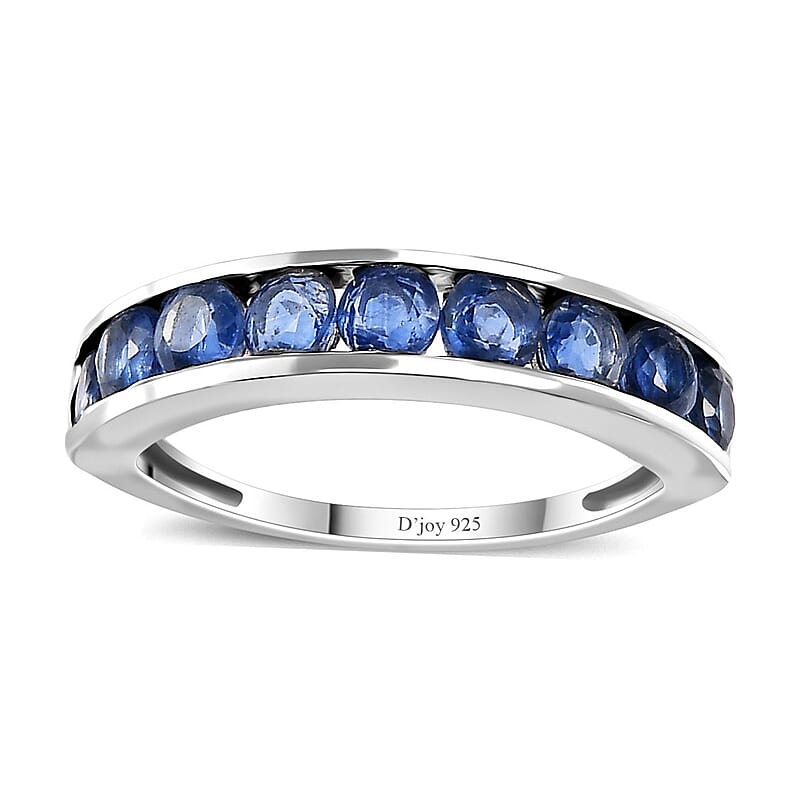 Kashmir Kyanite Half Eternity Band Ring in Platinum Over Sterling Silver (Size 10.0) 1.60 ctw