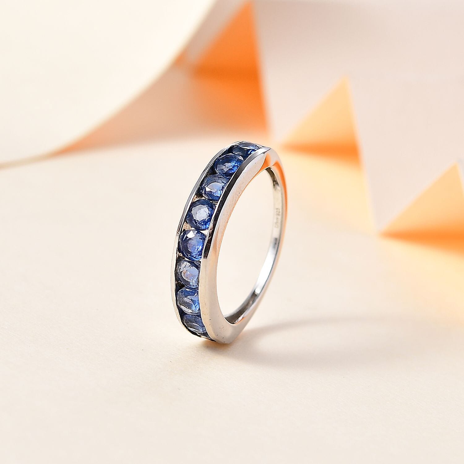 Kashmir Kyanite Half Eternity Band Ring in Platinum Over Sterling Silver (Size 10.0) 1.60 ctw