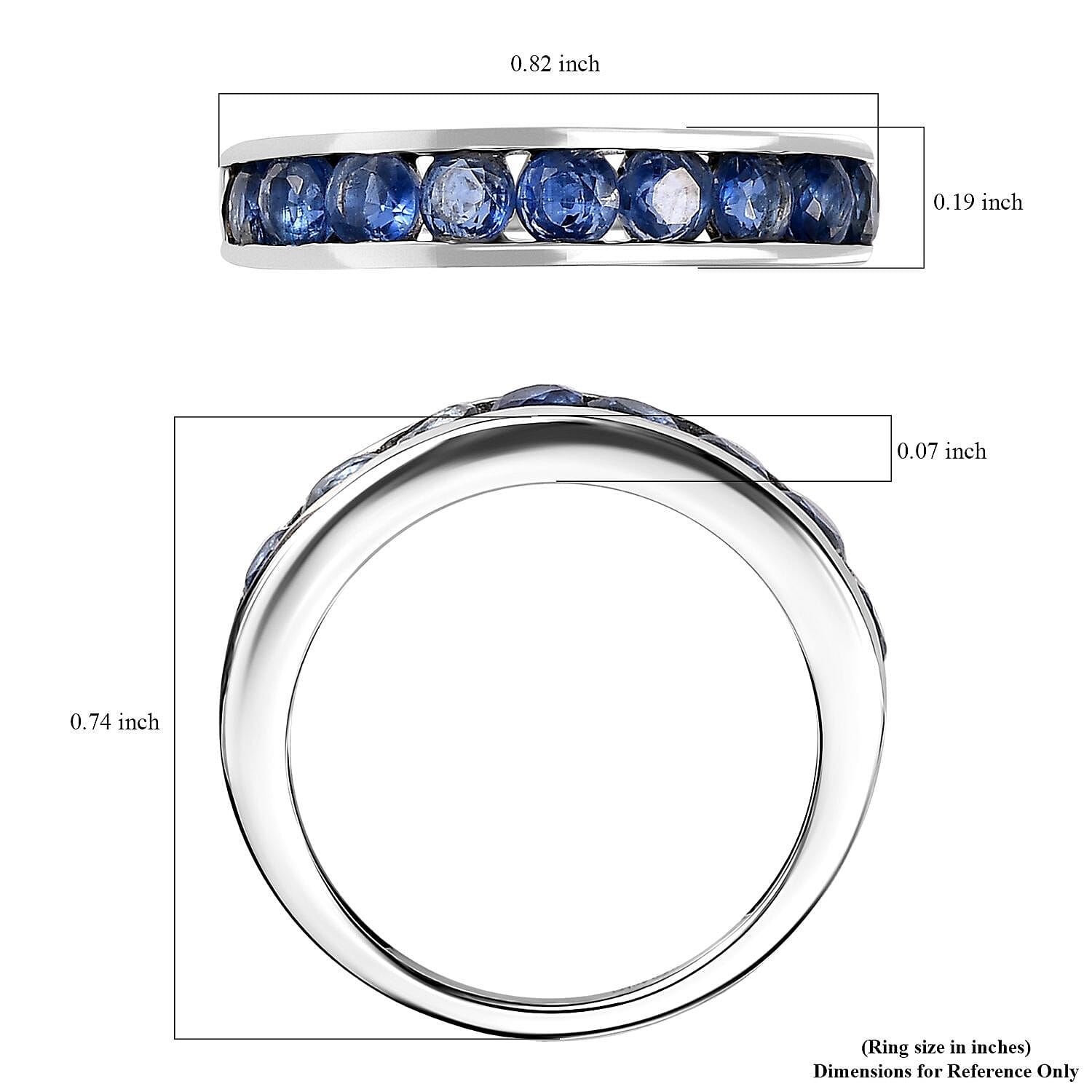 Kashmir Kyanite Half Eternity Band Ring in Platinum Over Sterling Silver (Size 10.0) 1.60 ctw