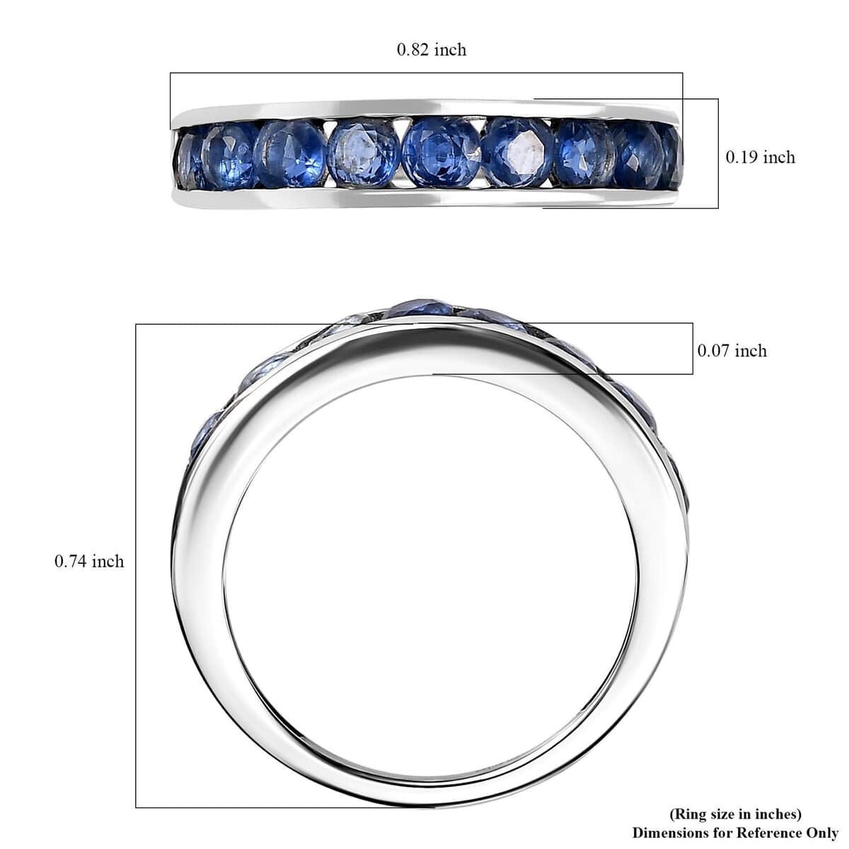 Kashmir Kyanite Half Eternity Band Ring in Platinum Over Sterling Silver (Size 10.0) 1.60 ctw image number 5