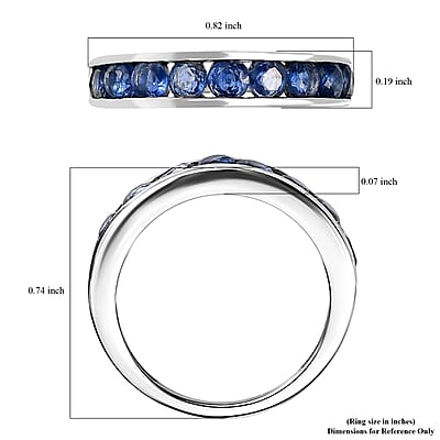Kashmir Kyanite Half Eternity Band Ring in Platinum Over Sterling Silver (Size 10.0) 1.60 ctw