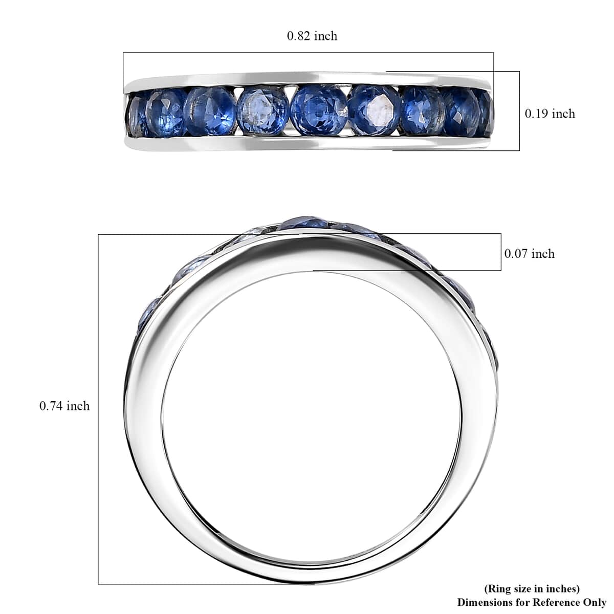 Kashmir Kyanite Half Eternity Band Ring in Platinum Over Sterling Silver (Size 7.0) 1.60 ctw image number 5