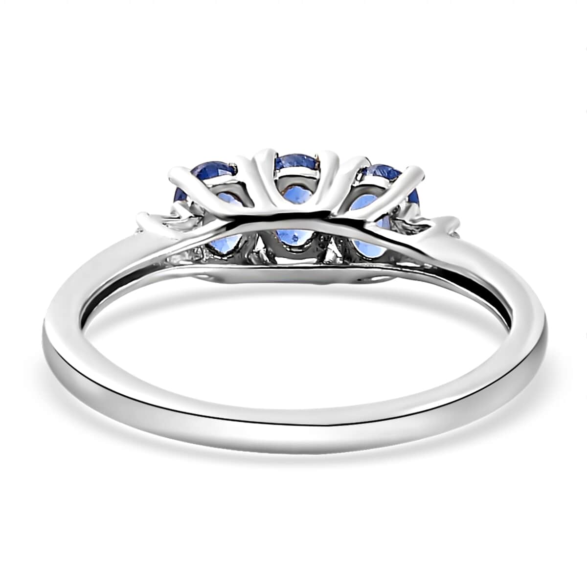 Kashmir Kyanite and Diamond Accent Trilogy Ring in Platinum Over Sterling Silver (Size 9.0) 0.80 ctw image number 4