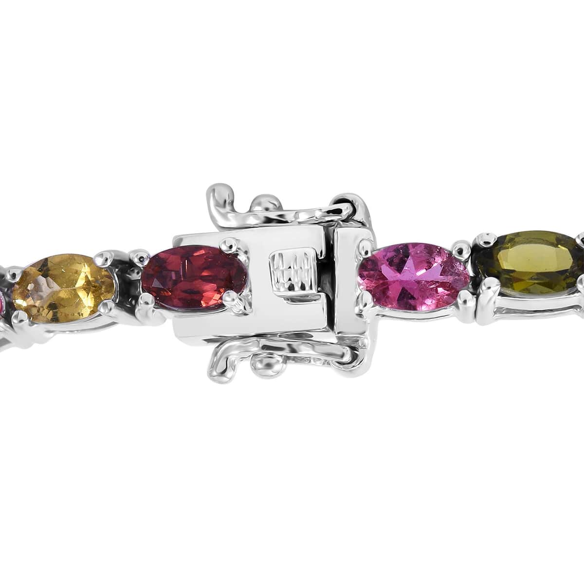 Multi-Tourmaline, White Zircon Floral Bracelet in Platinum Over Sterling Silver (6.50 In) 10.75 ctw image number 1