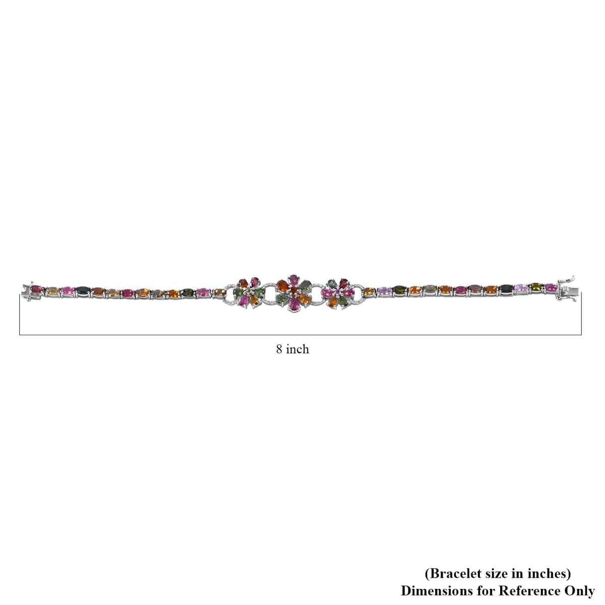 Multi-Tourmaline and White Zircon Floral Bracelet in Platinum Over Sterling Silver (6.50 In) 10.75 ctw image number 2