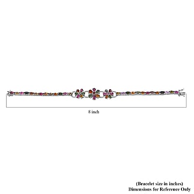 Multi-Tourmaline and White Zircon Floral Bracelet in Platinum Over Sterling Silver (6.50 In) 10.75 ctw