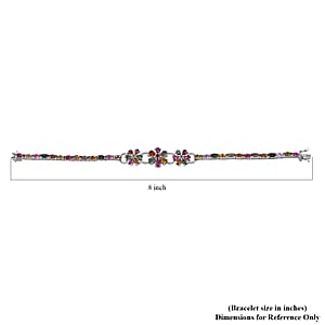 Multi-Tourmaline and White Zircon Floral Bracelet in Platinum Over Sterling Silver (7.25 In) 11.65 ctw