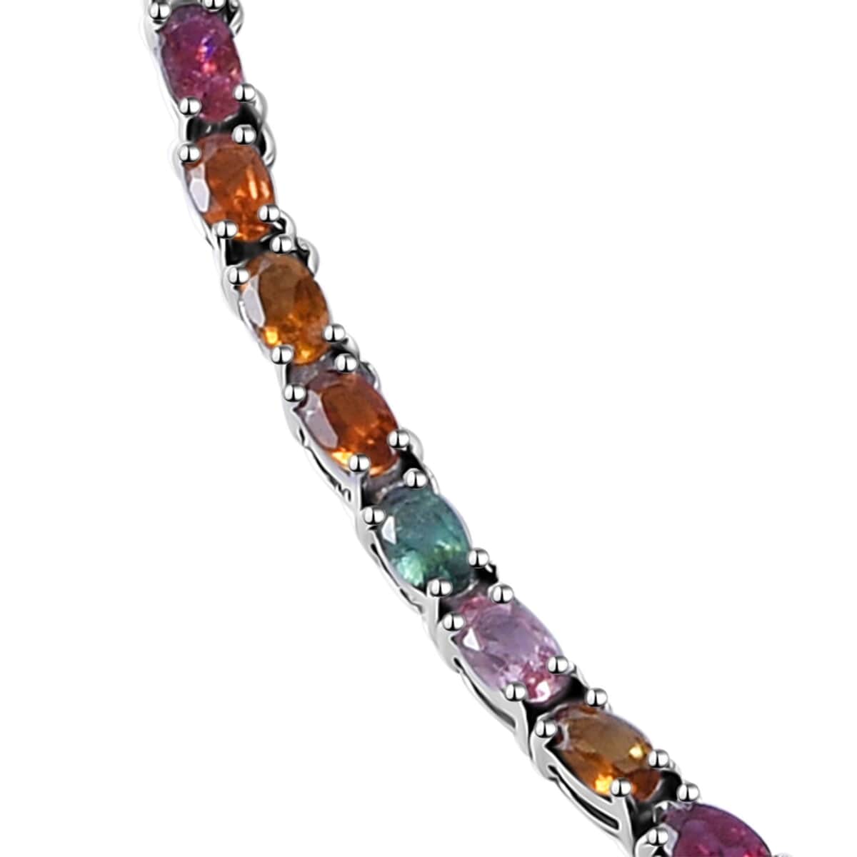 Multi-Tourmaline and White Zircon Floral Necklace 18 Inches in Platinum Over Sterling Silver 16.25 ctw image number 3