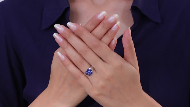 Kashmir Kyanite Floral Ring in Platinum Over Sterling Silver 1.65 ctw