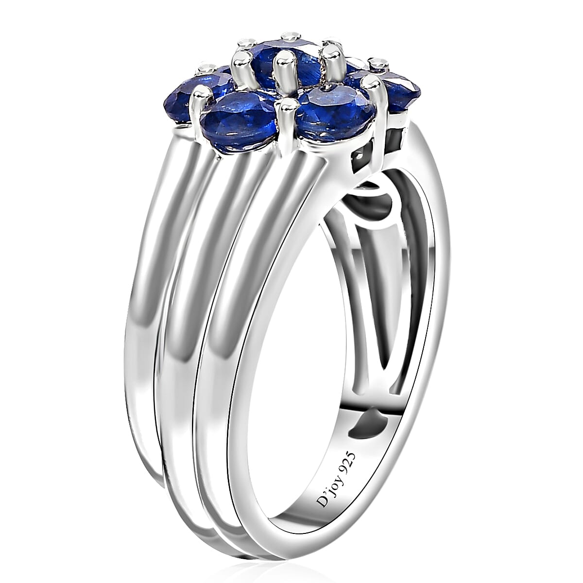 Kashmir Kyanite Floral Ring in Platinum Over Sterling Silver (Size 10.0) 1.65 ctw