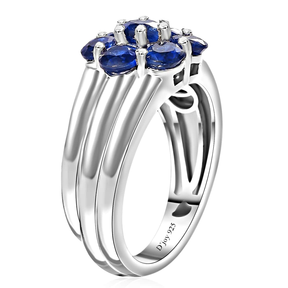 Kashmir Kyanite Floral Ring in Platinum Over Sterling Silver 1.65 ctw image number 3