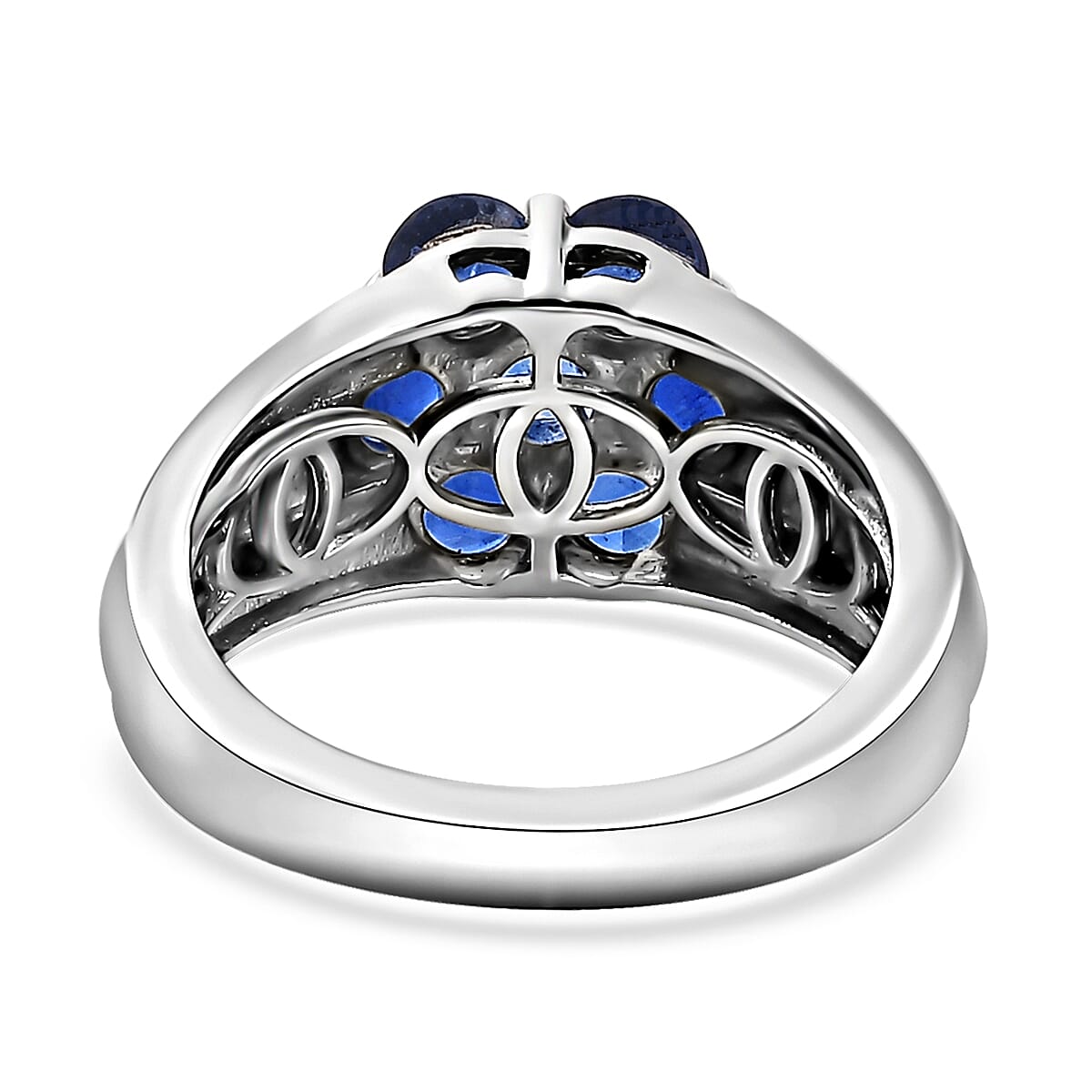 Kashmir Kyanite Floral Ring in Platinum Over Sterling Silver (Size 10.0) 1.65 ctw