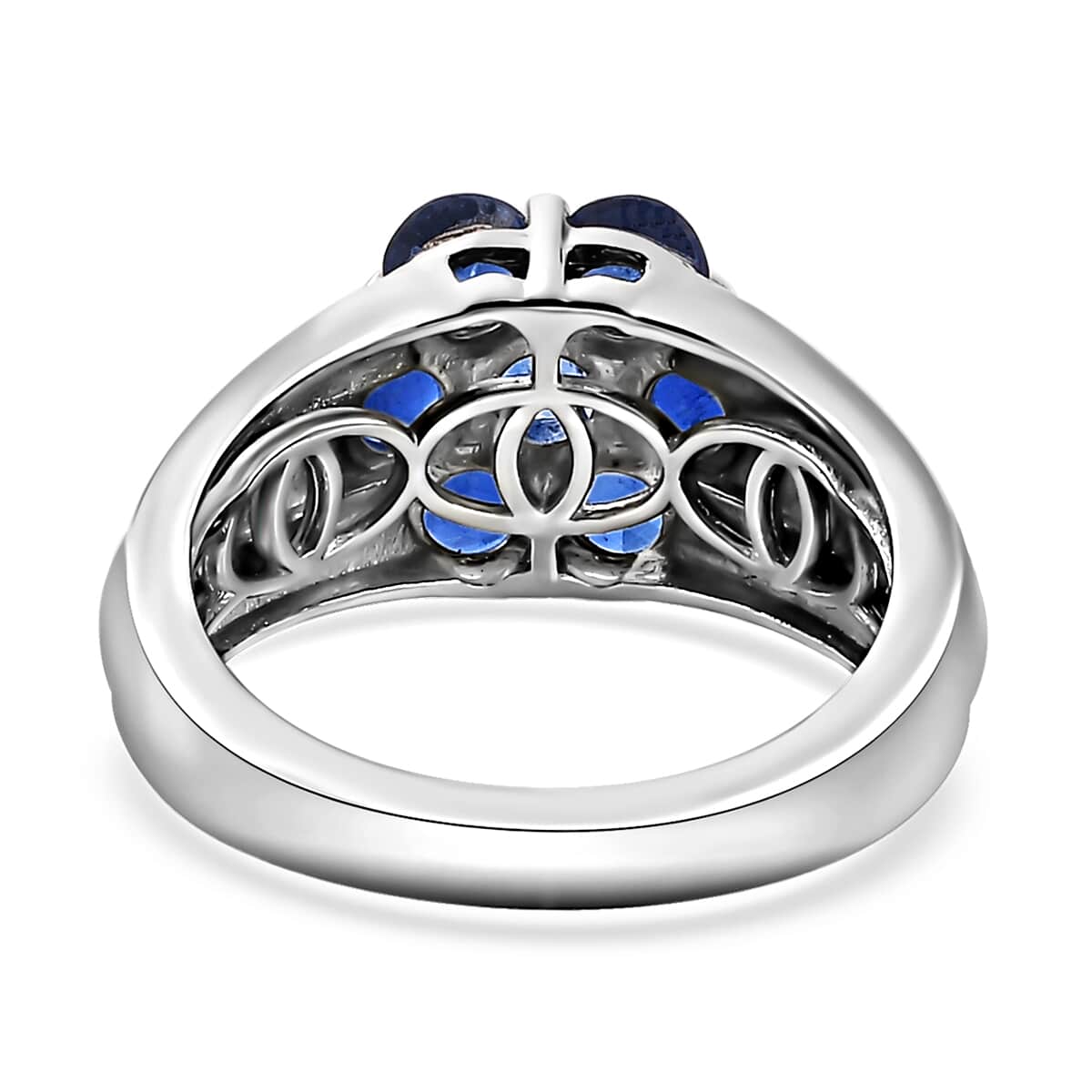 Kashmir Kyanite Floral Ring in Platinum Over Sterling Silver 1.65 ctw image number 4