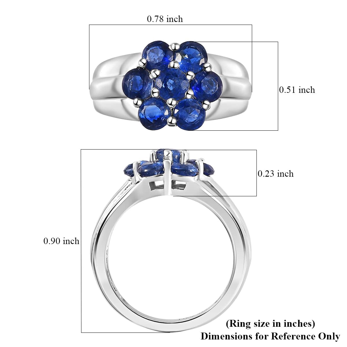 Kashmir Kyanite Floral Ring in Platinum Over Sterling Silver 1.65 ctw image number 5