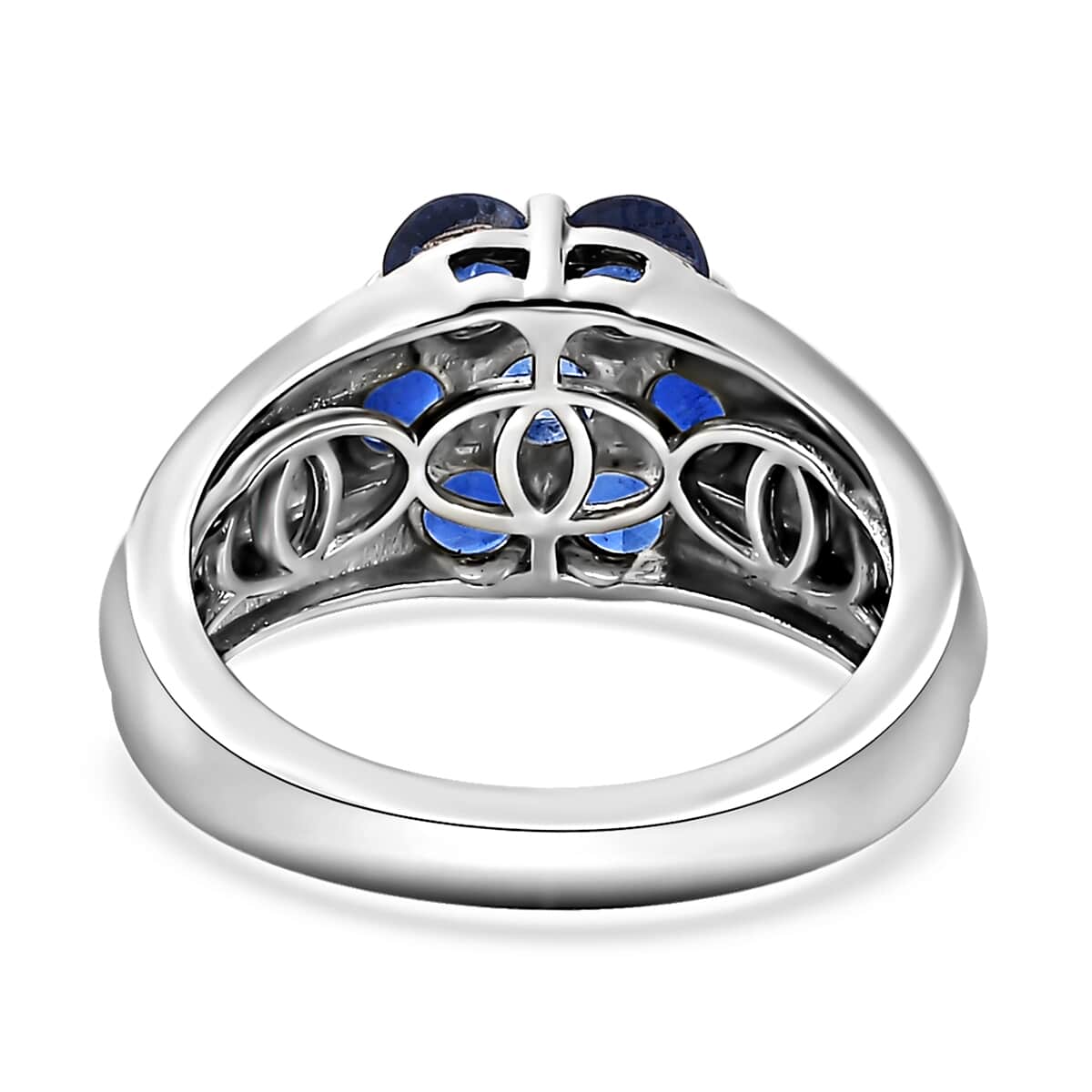 Kashmir Kyanite Floral Ring in Platinum Over Sterling Silver (Size 6.0) 1.65 ctw image number 4