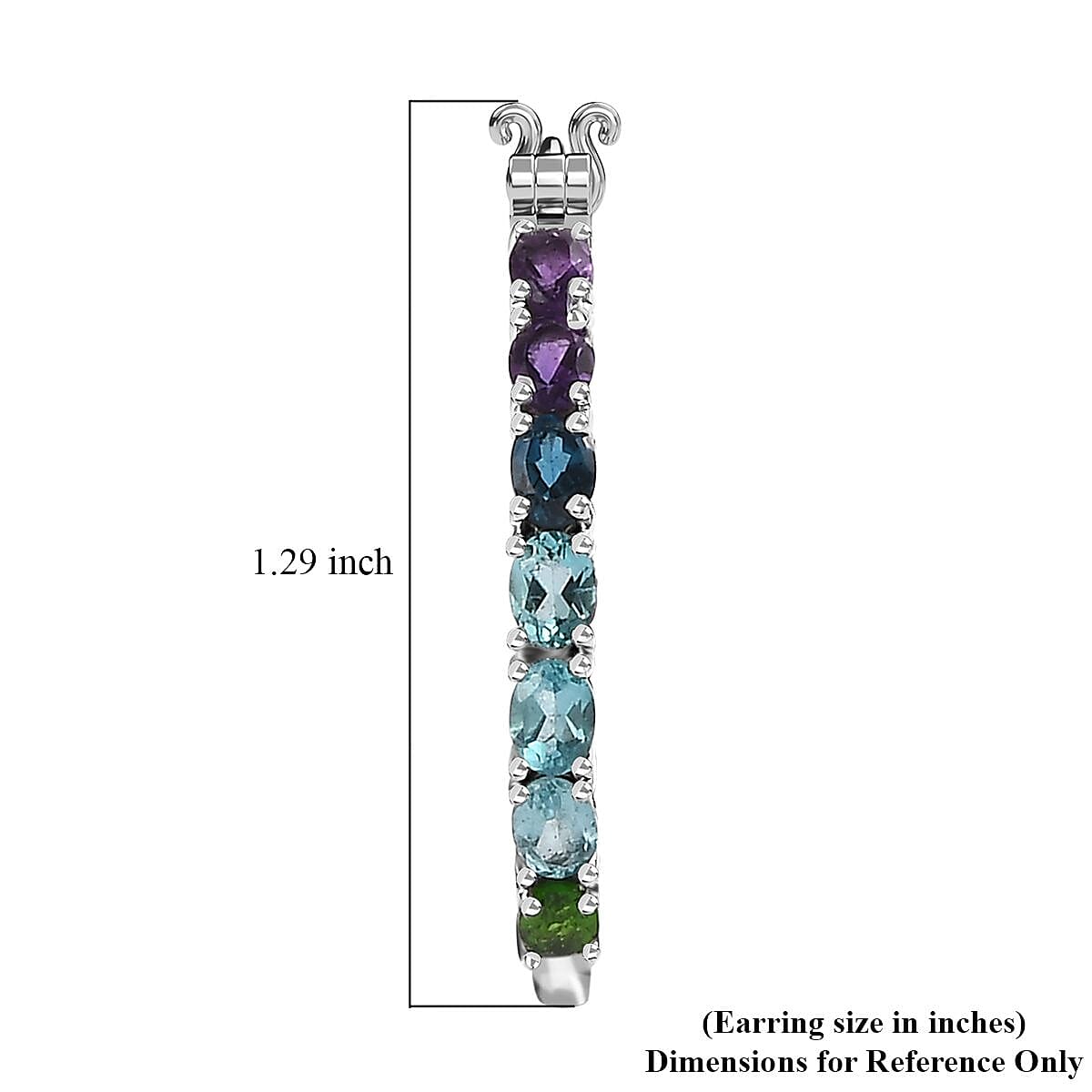 Multi Gemstone Inside Out Hoop Earrings in Platinum Over Sterling Silver 5.00 ctw