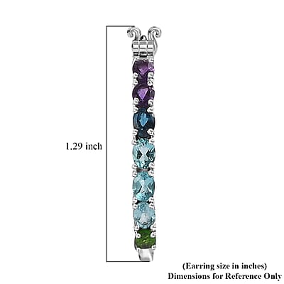 Multi Gemstone Inside Out Hoop Earrings in Platinum Over Sterling Silver 5.00 ctw