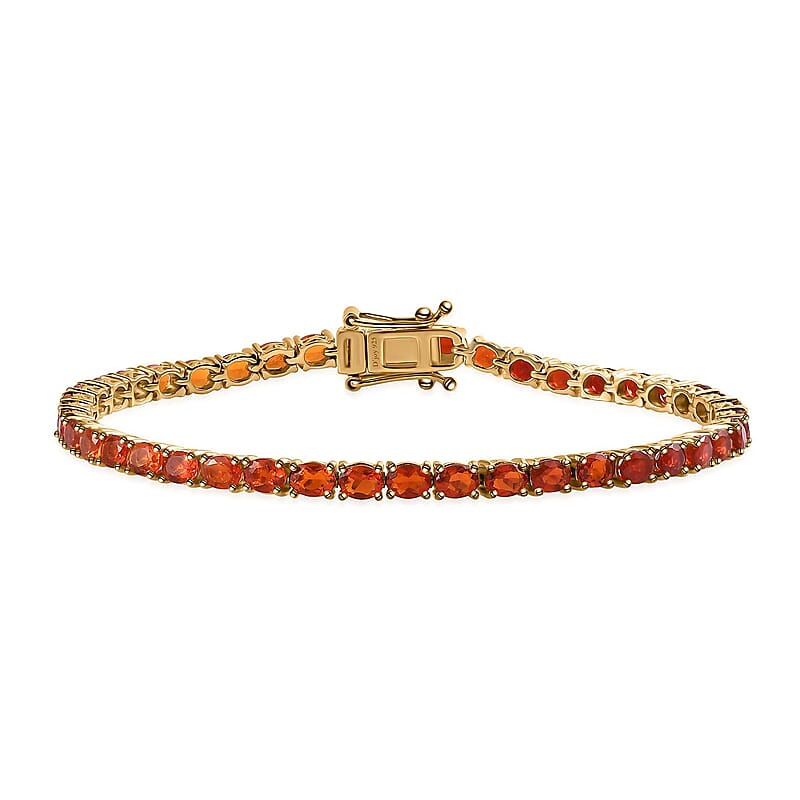 Jalisco Fire Opal Tennis Bracelet in Vermeil Yellow Gold Over Sterling Silver (7.25 In) 5.60 ctw