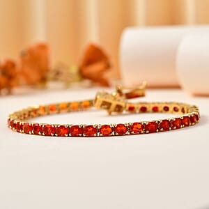 Jalisco Fire Opal Tennis Bracelet in Vermeil Yellow Gold Over Sterling Silver (7.25 In) 5.60 ctw
