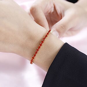 Jalisco Fire Opal Tennis Bracelet in Vermeil Yellow Gold Over Sterling Silver (7.25 In) 5.60 ctw