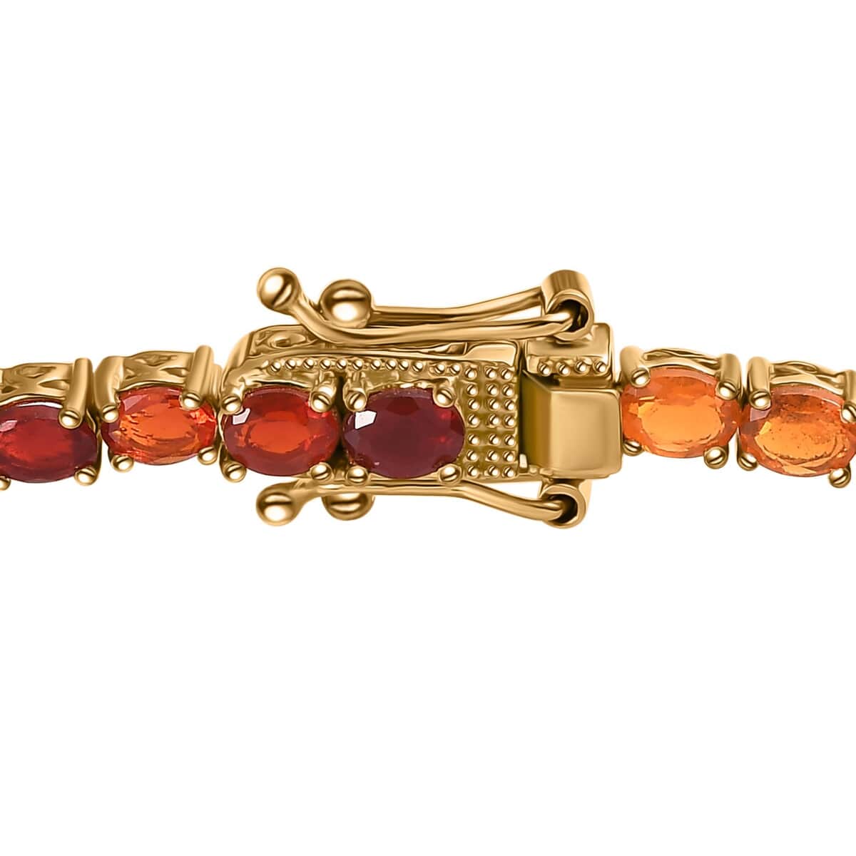 Jalisco Fire Opal Tennis Bracelet in Vermeil Yellow Gold Over Sterling Silver (7.25 In) 5.60 ctw image number 3
