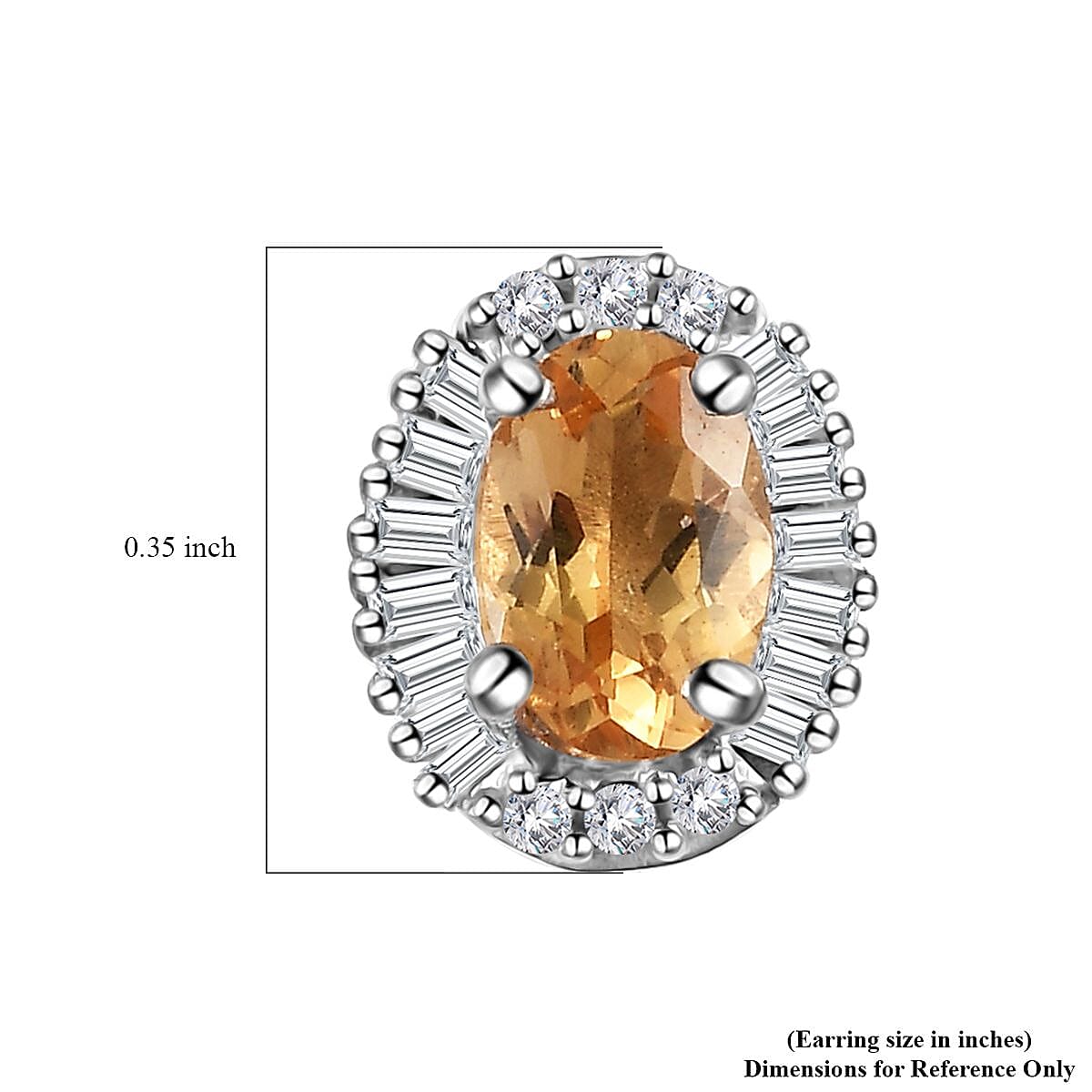 AAA Golden Imperial Topaz and Diamond Halo Stud Earrings in Platinum Over Sterling Silver 1.50 ctw