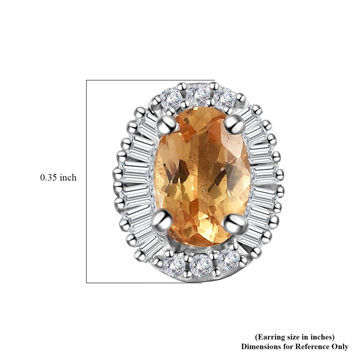 AAA Golden Imperial Topaz and Diamond Halo Stud Earrings in Platinum Over Sterling Silver 1.50 ctw image number 4