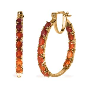 Jalisco Fire Opal Inside Out Hoop Earrings in Vermeil Yellow Gold Over Sterling Silver 2.75 ctw