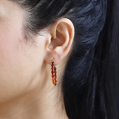 Jalisco Fire Opal Inside Out Hoop Earrings in Vermeil Yellow Gold Over Sterling Silver 2.75 ctw
