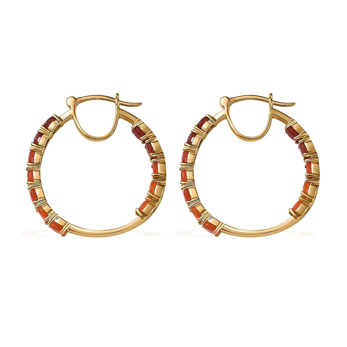 Jalisco Fire Opal Inside Out Hoop Earrings in Vermeil Yellow Gold Over Sterling Silver 2.75 ctw