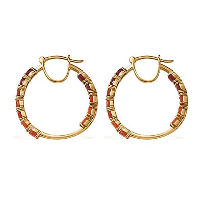 Jalisco Fire Opal Inside Out Hoop Earrings in Vermeil Yellow Gold Over Sterling Silver 2.75 ctw