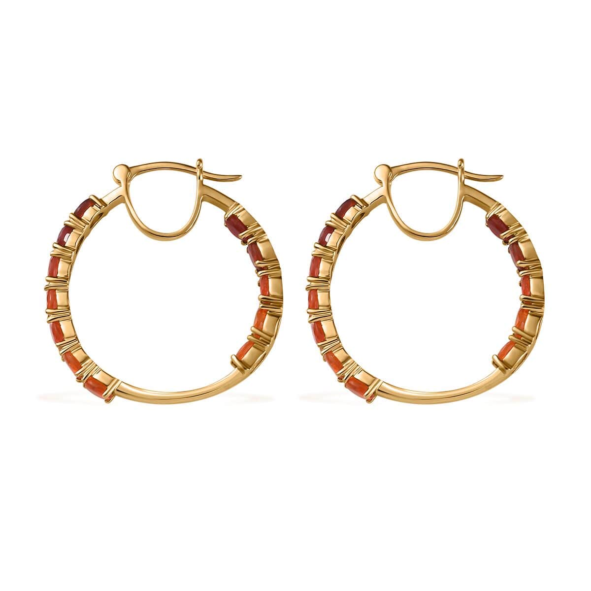 Jalisco Fire Opal Inside Out Hoop Earrings in Vermeil Yellow Gold Over Sterling Silver 2.75 ctw image number 3