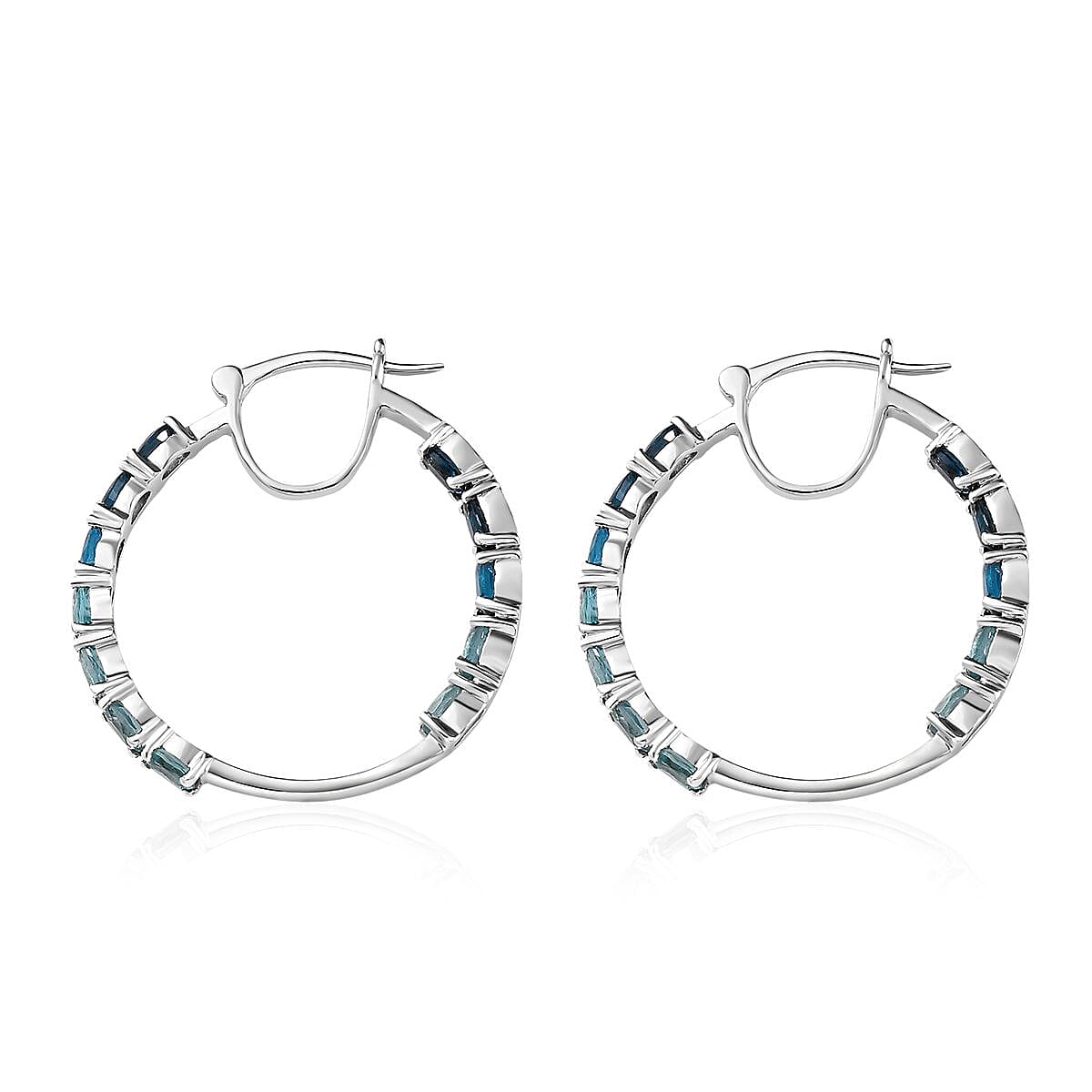 Multi Gemstone Inside Out Hoop Earrings in Platinum Over Sterling Silver 4.85 ctw