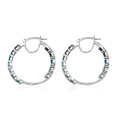 Multi Gemstone Inside Out Hoop Earrings in Platinum Over Sterling Silver 4.85 ctw