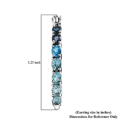 Multi Gemstone Inside Out Hoop Earrings in Platinum Over Sterling Silver 4.85 ctw
