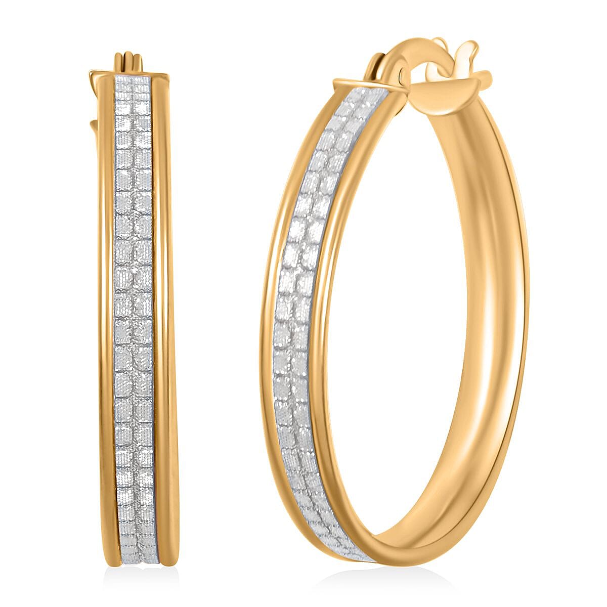 Grid Hoop Earrings in 14K Yellow Gold Over Sterling Silver 3 Grams image number 0