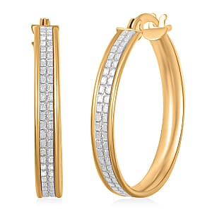 Grid Hoop Earrings in 14K Yellow Gold Over Sterling Silver 3 Grams