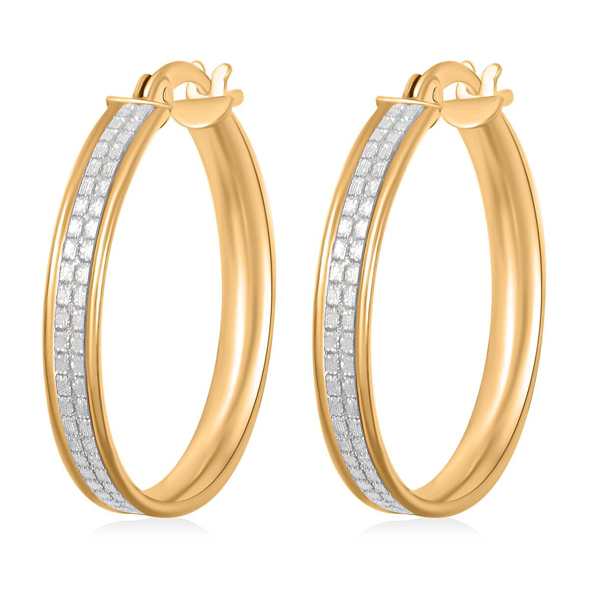 Grid Hoop Earrings in 14K Yellow Gold Over Sterling Silver 3 Grams image number 3