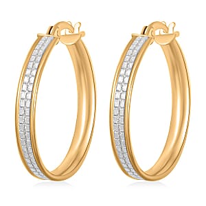 Grid Hoop Earrings in 14K Yellow Gold Over Sterling Silver 3 Grams