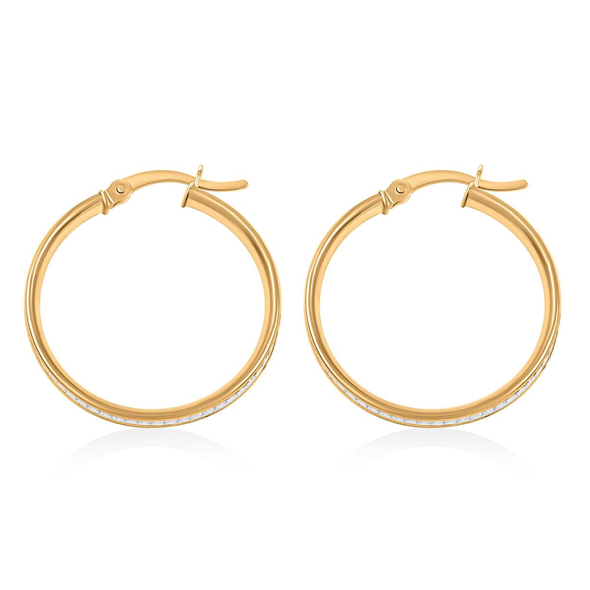 Grid Hoop Earrings in 14K Yellow Gold Over Sterling Silver 3 Grams image number 4