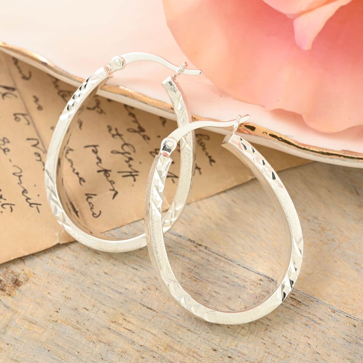 Sterling Silver Hoop Earrings 3.10 Grams image number 1