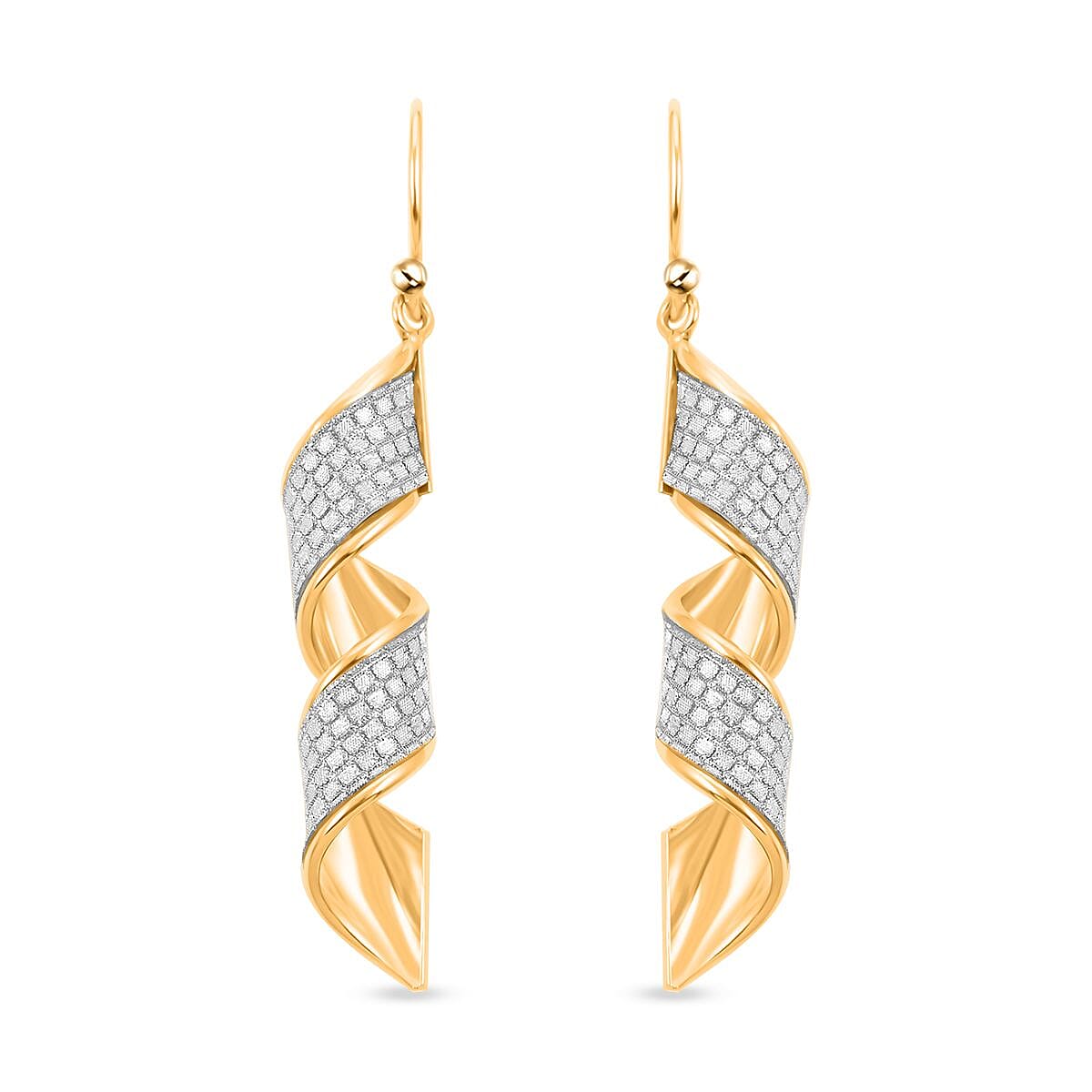 14K Yellow Gold Over Sterling Silver Swirl Dangle Earrings 3.10 Grams