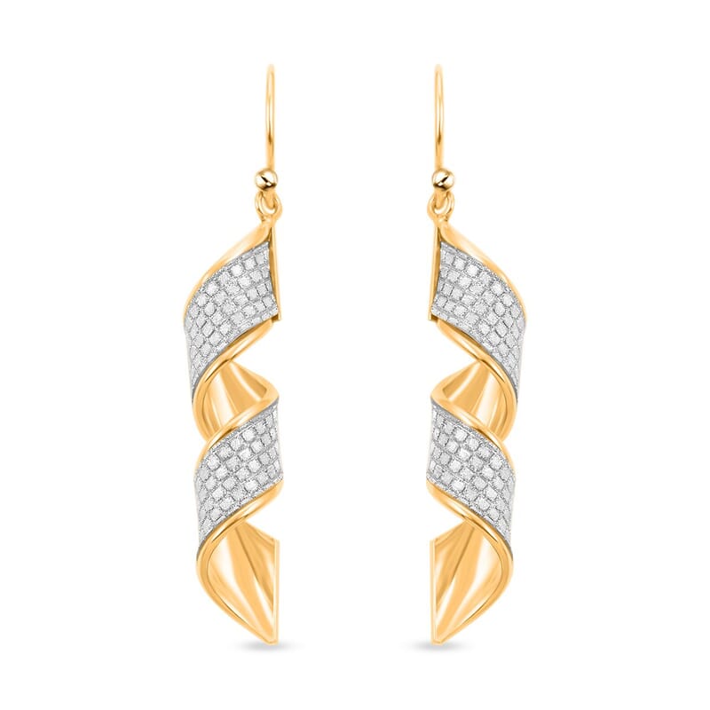 14K Yellow Gold Over Sterling Silver Swirl Dangle Earrings 3.10 Grams