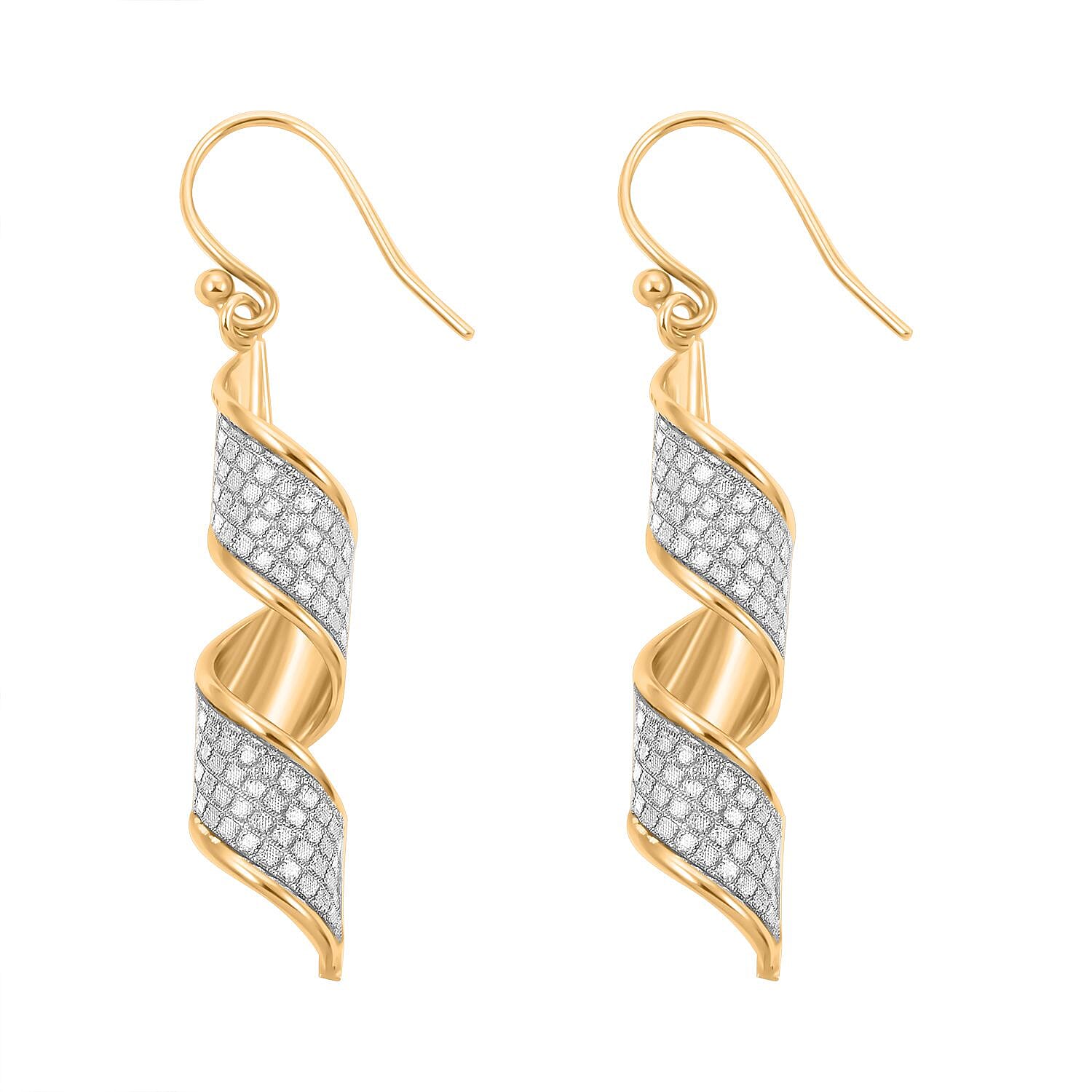 14K Yellow Gold Over Sterling Silver Swirl Dangle Earrings 3.10 Grams