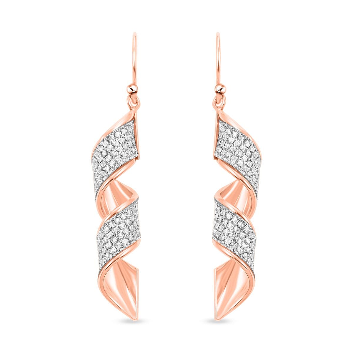 14K Rose Gold Over Sterling Silver Swirl Dangle Earrings 3.10 Grams