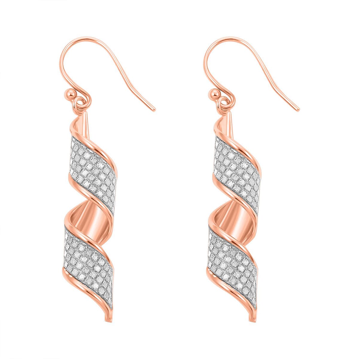 14K Rose Gold Over Sterling Silver Swirl Dangle Earrings 3.10 Grams image number 3