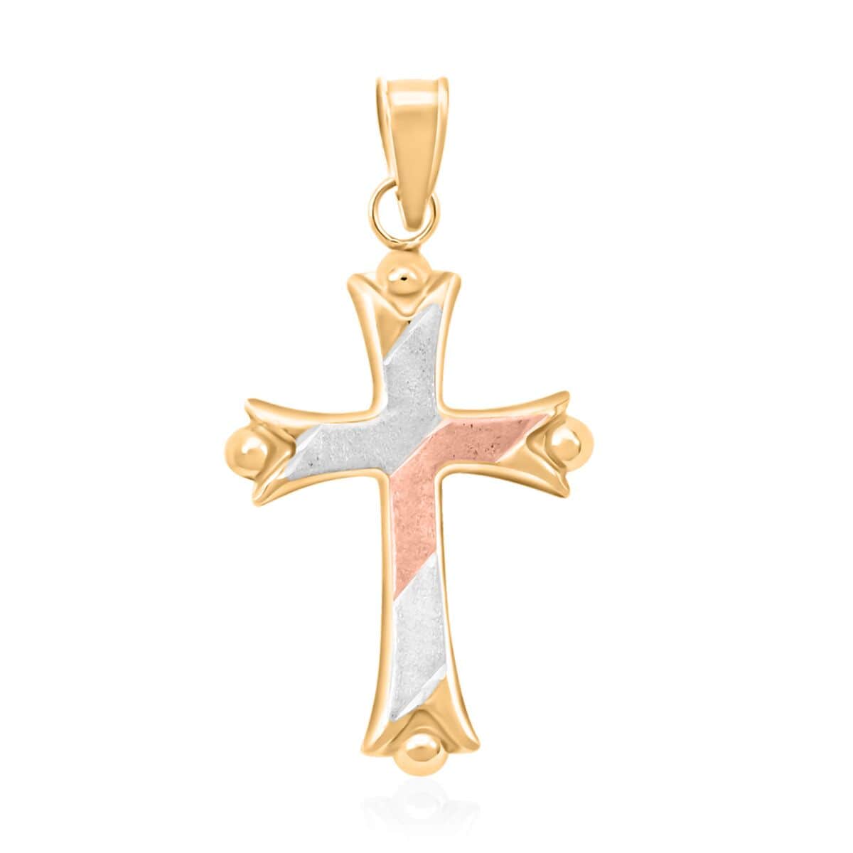 14K Tri-Color Gold Cross Pendant 0.28 Grams image number 0