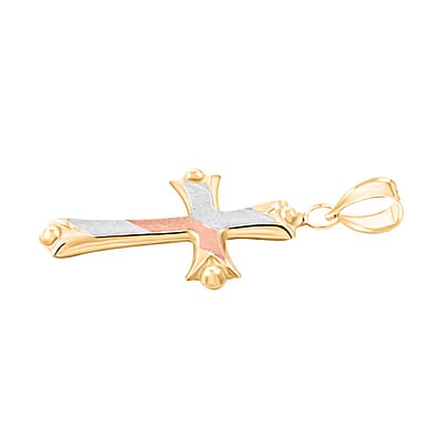 14K Tri-Color Gold Cross Pendant 0.28 Grams